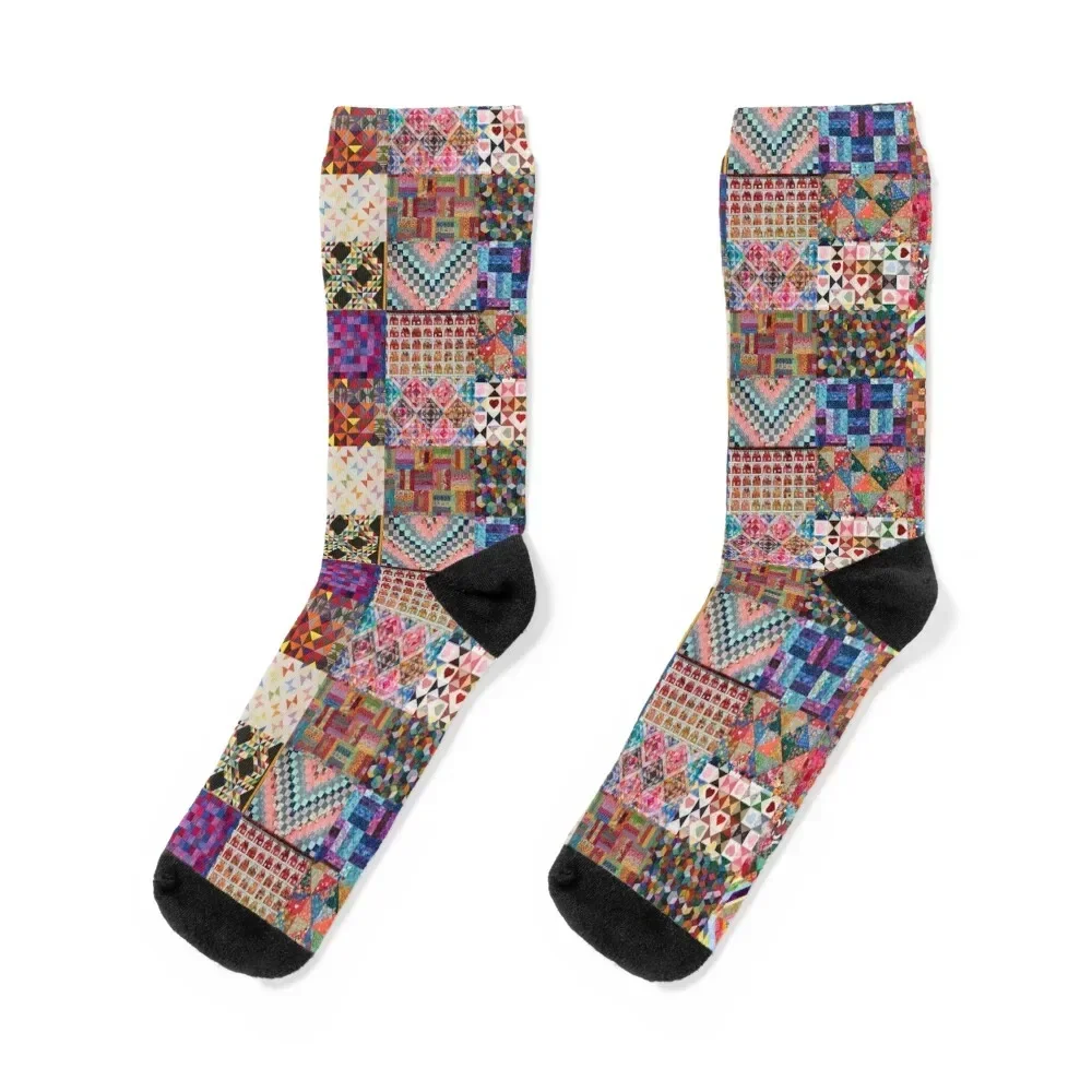 Patchwork Quilt Collage Socks men cotton high quality funny gift Run Man Socks Women's