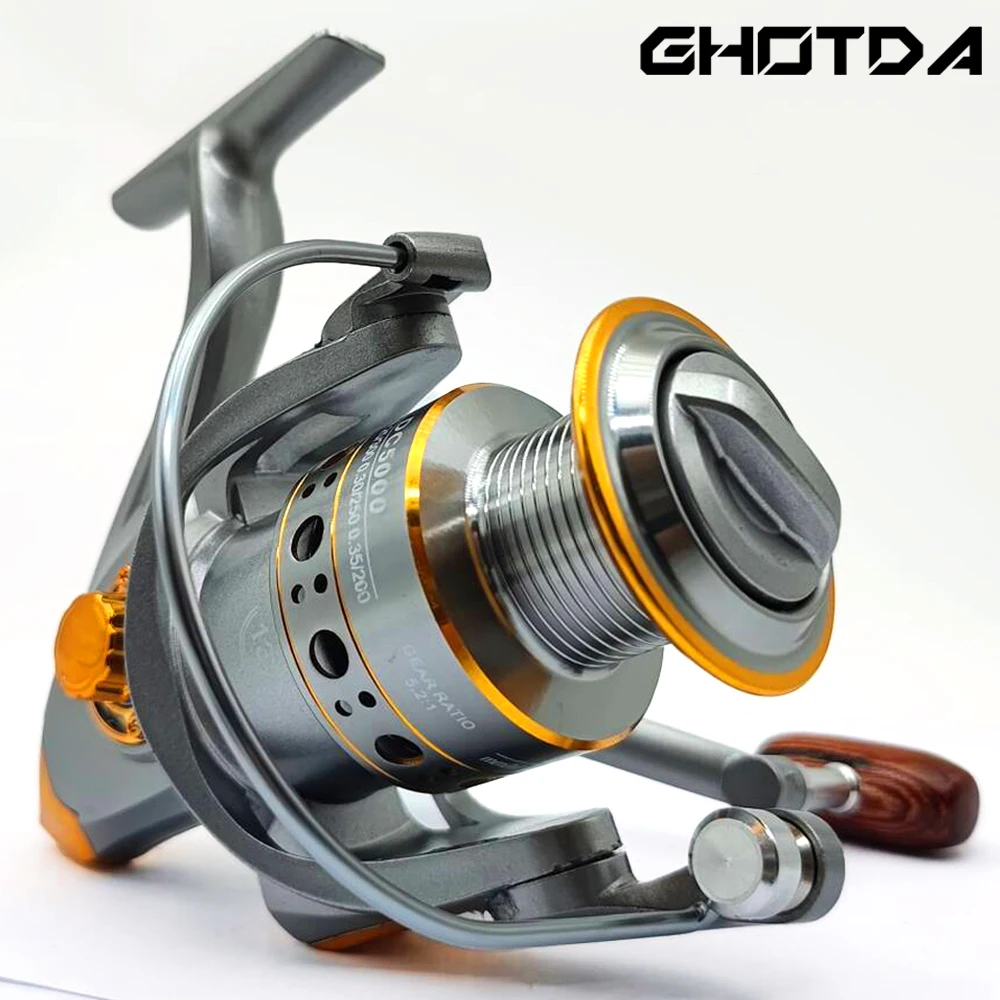 Leichte Spinn-Angelrolle 1000/2000/3000/4000/5000/6000/7000 Meer-Jigging-Rad 5,2:1 Übersetzungsverhältnis Metallschnurbecher für alle Wasser
