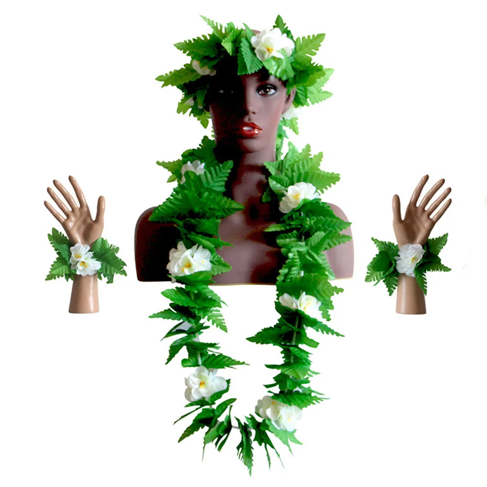 

4 Pcs Floral Wreath Set Natural Colors Hawaiian Party Festivals Celebration Beach Theme Travel Luau Accessories