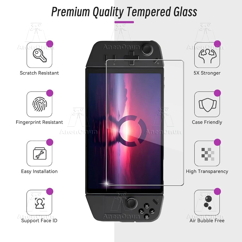 2 Pack Legion Go HD Screen Protector Anti-Scratch Anti-Fingerprint Bubble-Free 9H Hardness 2.5D Curved Edge Tempered Glass Film