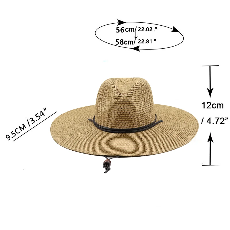 10.5CM Brim Big Straw hat For Women men Jazz Fedoras Cooling Sun Hats Summer Breathable Elegant Ladies Party Hat Wholesale