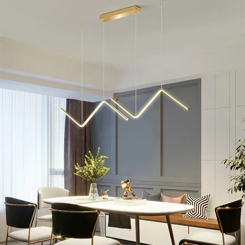 Nodic Gold Hanging Chandelier Modern LED Pendant Light for Tubular Restaurant Kitchen Office Coffee Indoor Decorative Lamps