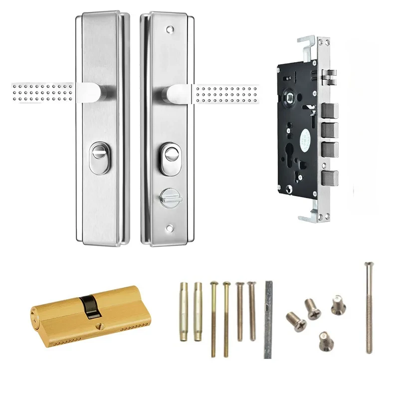 Multi Function  Stainless Steel Anti-theft  Entrance Gate Lock plate  Anti-explosion Security Mirrow Shinny Widen lock Handle