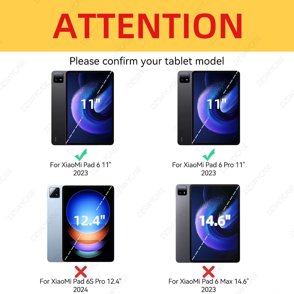 Y-Folding Acrylic Case For Xiaomi Pad 6/6 Pro 11 Inch 2023 With Pencil Holder Clear Transparent Back Cover Auto Wake/Sleep