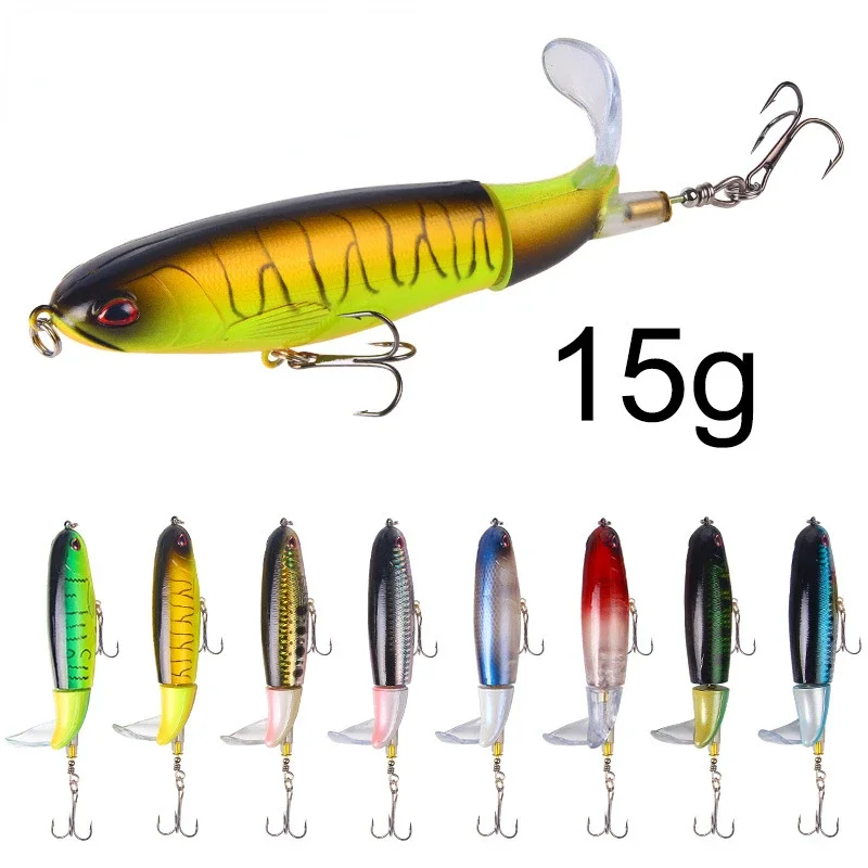 1 Pcs Hard Plopper Soft Rotating Tail Fishing Tackle Fishing Bait Topwater Fishing Lure Whopper Popper Artificial Bait 10cm/14cm