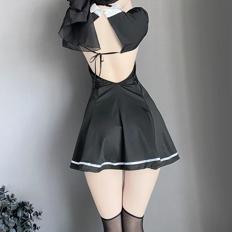 Sexy Nun Costumes Women Fancy Anime Roleplay Outfits Gothic Maid Uniform Nun Dress Erotic Lingerie Set Halloween Party Clothing