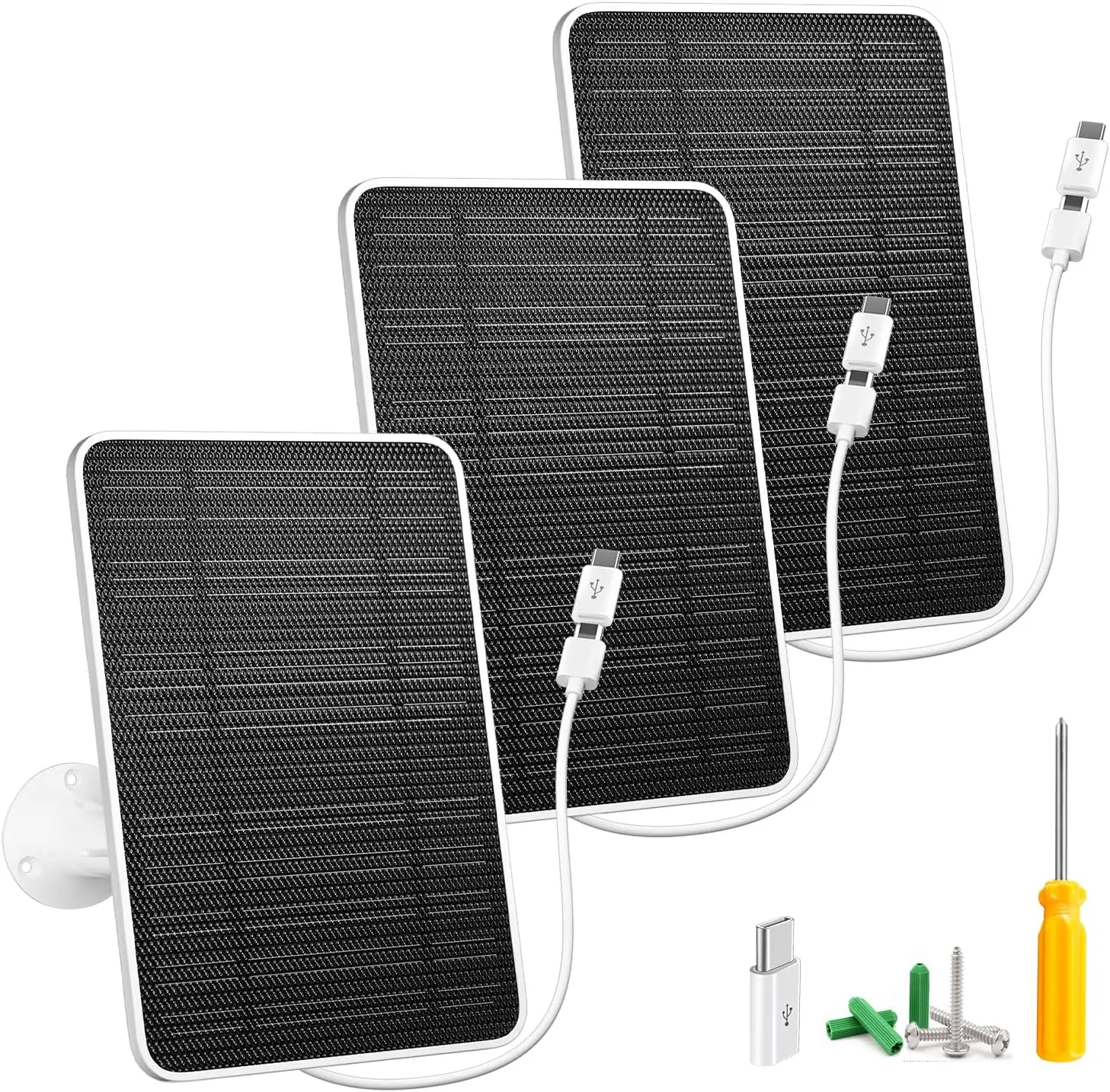 

Solar Panel for Security Camera 5W USB Solar Panel for DC 5V Security Camera Micro USB & USB-C Port Solar Panel