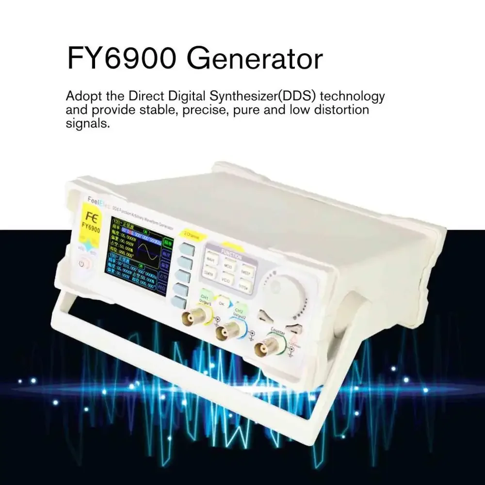 FY6900-60M Generatore di segnale Segnale DDS digitale Segnale ad alta tensione Funzione a doppio canale/Generatore di forme d\'onda