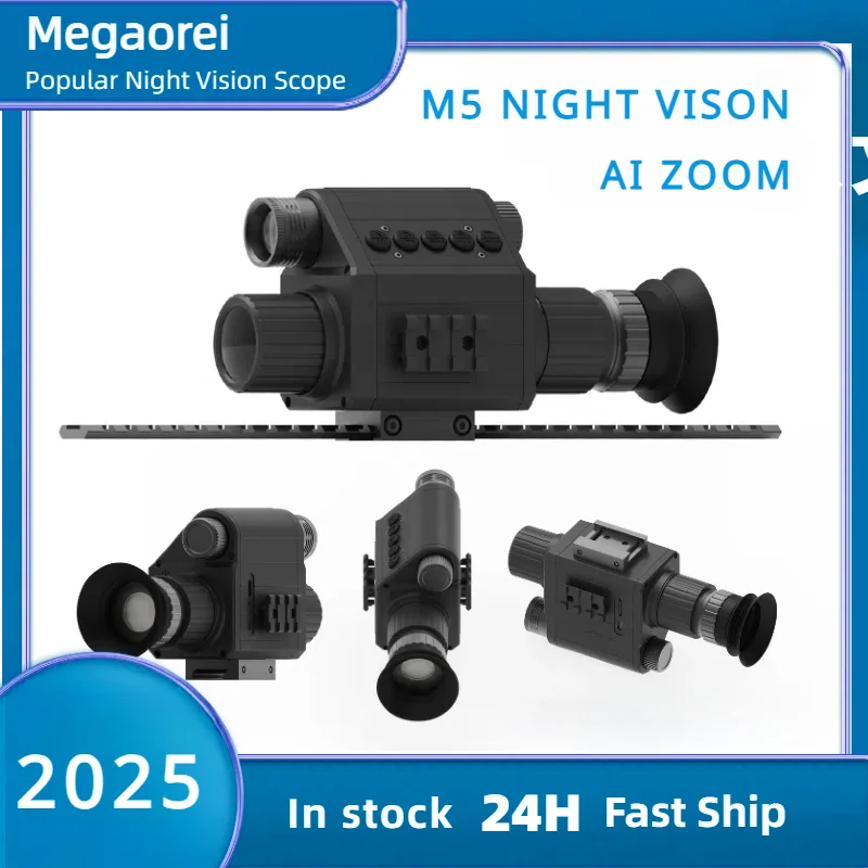 

2025 Megaorei M5 HD 1080P Night Vision Scope Infrared Digital 4x Zoom Monocular Hunting Camera Outdoor Tactical Telescope with I