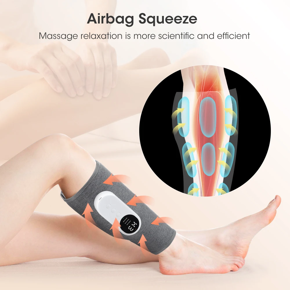 Wireless Air Pressure Calf Massager 3 Mode Airbag Compresstion Heated Electric Foot Leg Massager Muscle Relax Blood Circulation