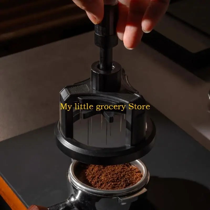 

D5BD Rotating Coffee Powder Adjustable Needle Height Espresso Stirrer Distributor with Base Coffee Powder Disperser