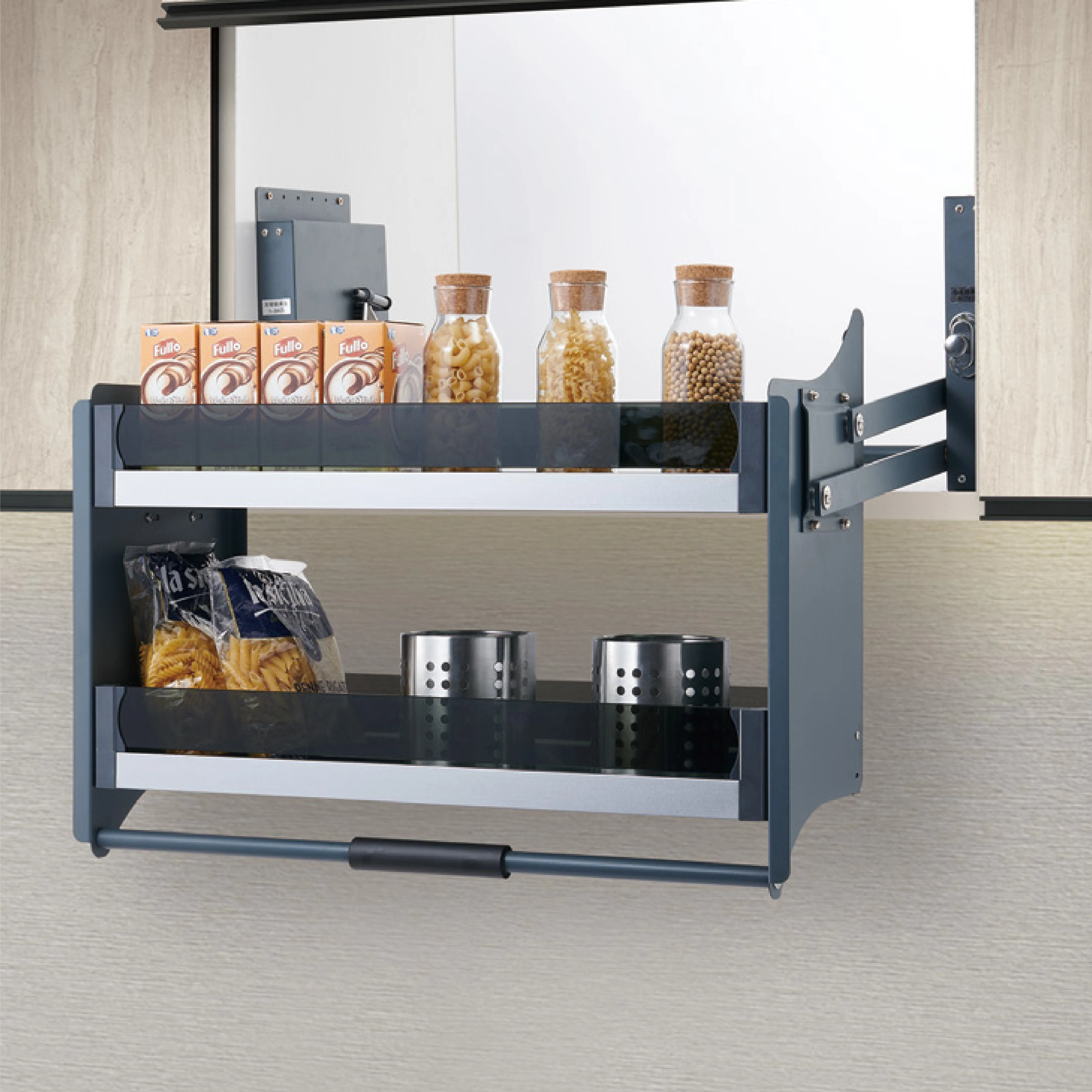 المطبخ تخزين نظام الرفع طبق رف أطباق من الفولاذ المقاوم للصدأ رف سلة مصعد سلة التخزين تخزين خزانة المطبخ #1