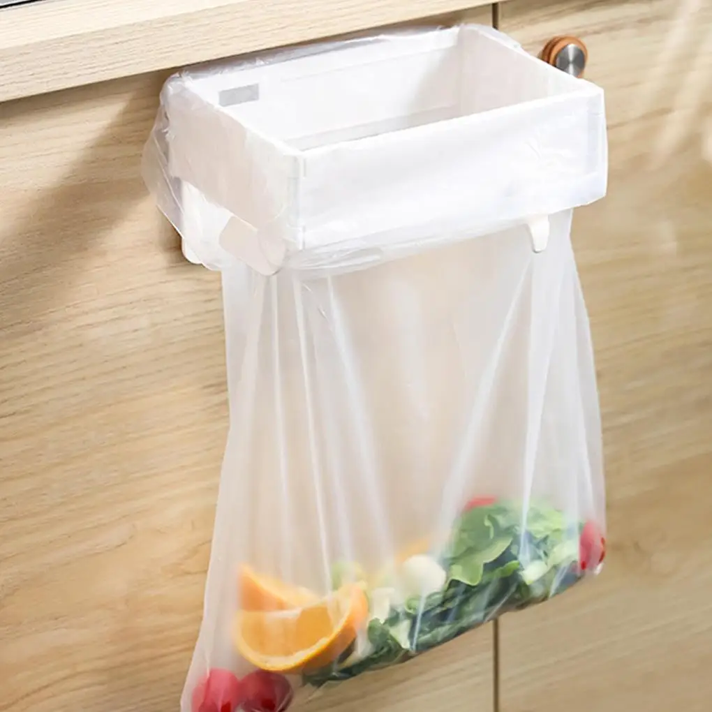 Foldable Portable Garbage Bag Holder Wall-Mounted Garbage Bag Holder Under Sink Trash Can Hanging Garbage Can for Cabinets Doors