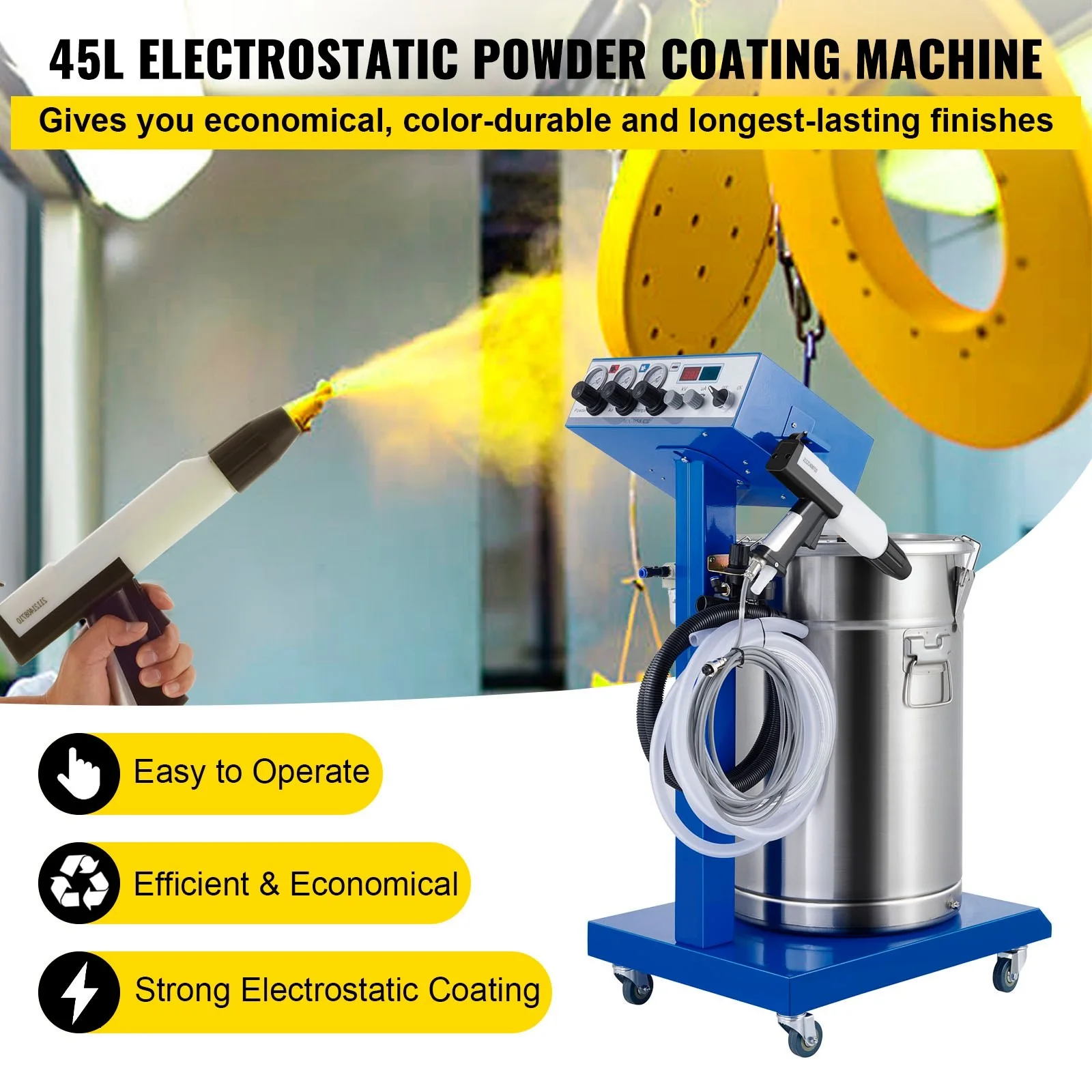 45L Powder Coating System Machine Electrostatic Deep Corners Paint System WX-958 Electrostatic Spraying Machine Spray Guns