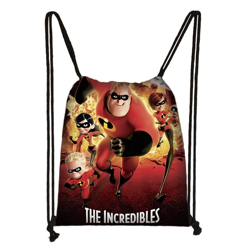 Disney The Incredibles Daily Casual Bag Boy Girl Knapsack Drawstring Bags Storage Bag Shopping Beach Bags