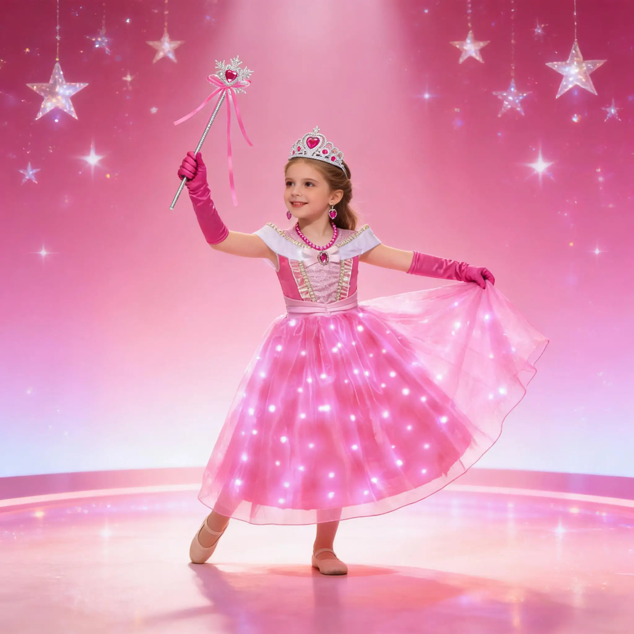 Girls Cosplay LED Light Dress Sleeping Beauty Aurora Princess Ball Costume Off Shoulder 2026 Kids Fancy Party Children Gowns