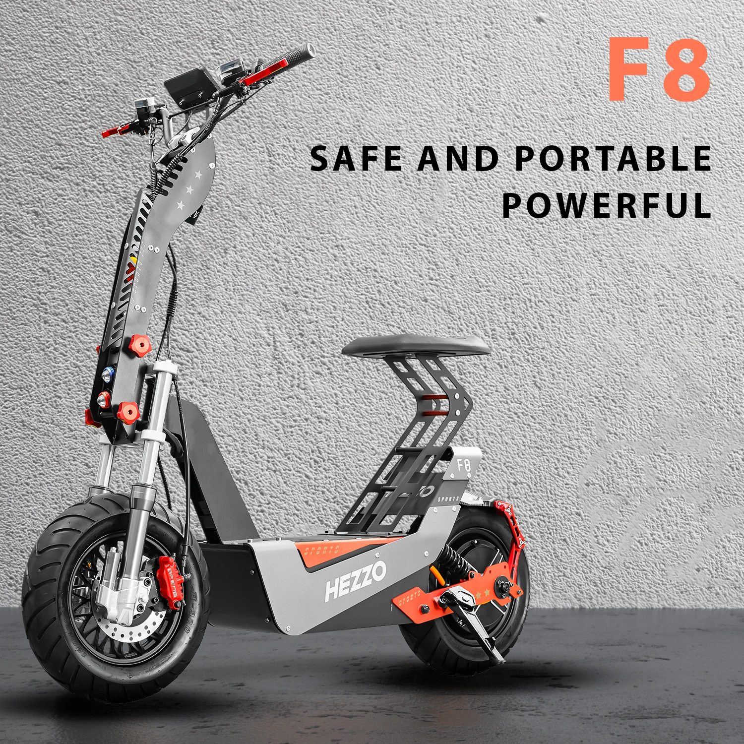 8000W rear wheel drive electric scooter with 16 inch off-road tires and 50Ah rear wheel drive for 93 miles, foldable adult elect