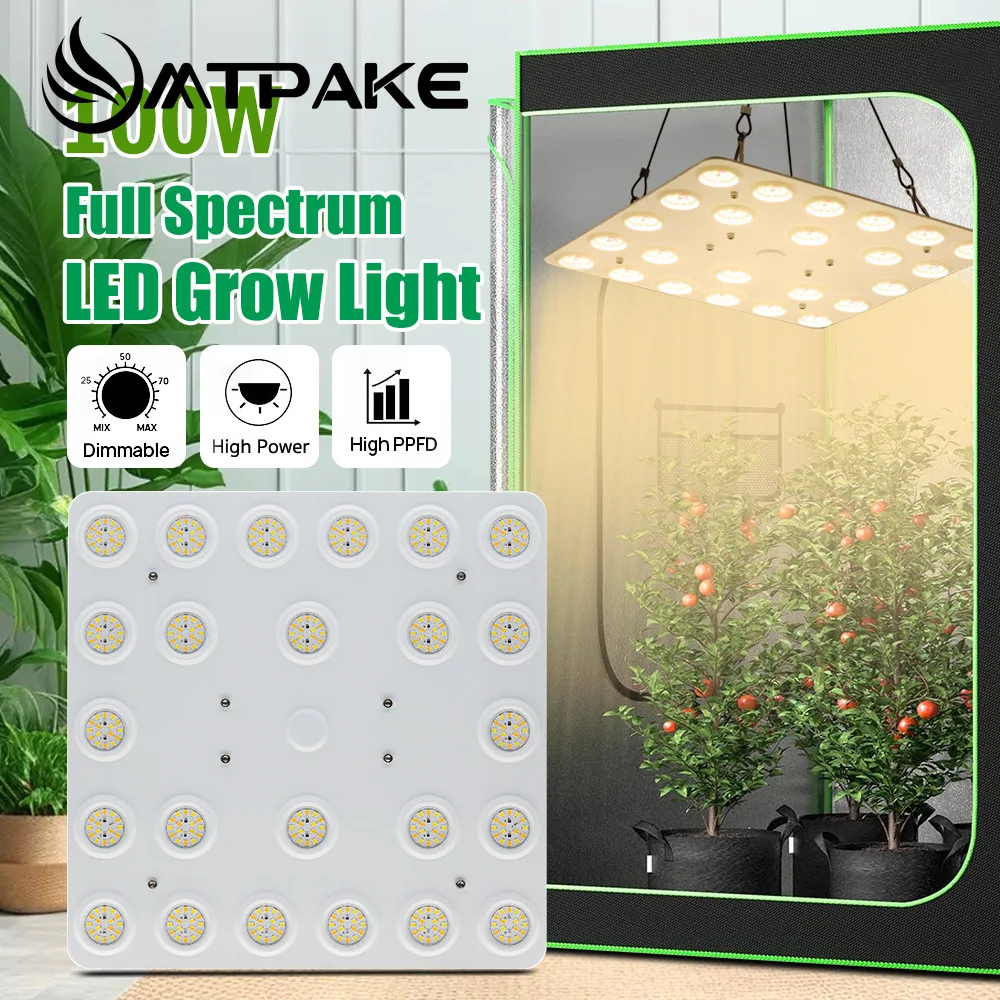 100W Dimmable Led Grow Light High PPHD Adjustable Brightness Aluminum Plant Lamp Suitable for Indoor Greenhouse Tent
