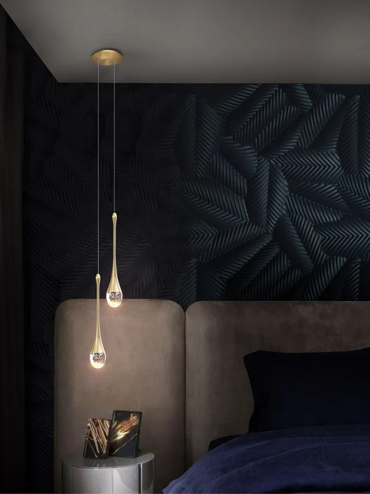 Lámpara colgante LED de estilo nórdico, lujosa lámpara colgante de cristal para dormitorio, mesita de noche, restaurante, candelabro, Bar, mostrador, luz decorativa