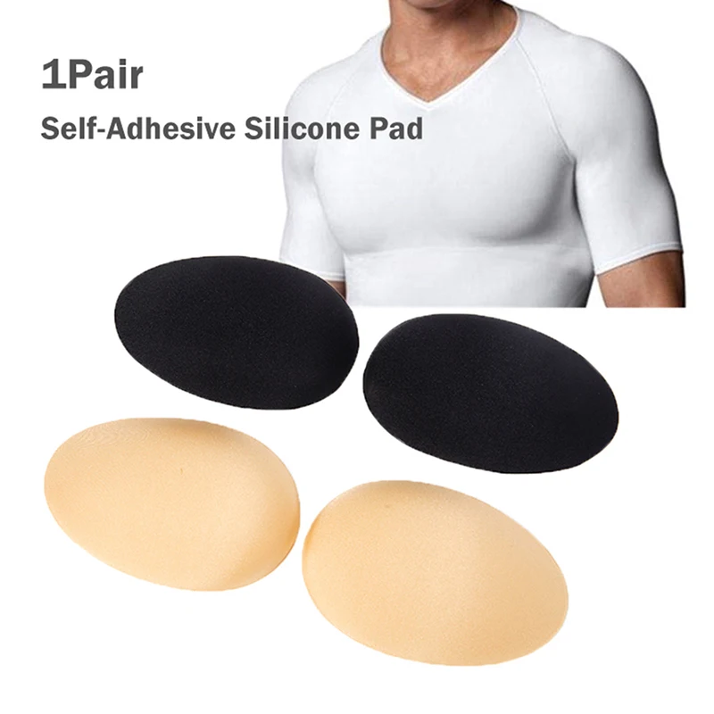 1Pairs Reusable Self-Adhesive Silicone Pad Stickers Increase Men's Chest Muscle Chest Stickers Male Soft Shaper Silicone Pad