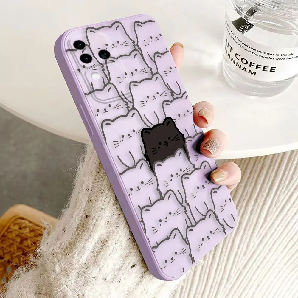 Funny Black Cat Cover Phone Case For VIVO S1 S16 V15 V17 V20 V20ES V21 V23E V25 V27 V27E V29 V29E V30 V30E PRO PV23 5G