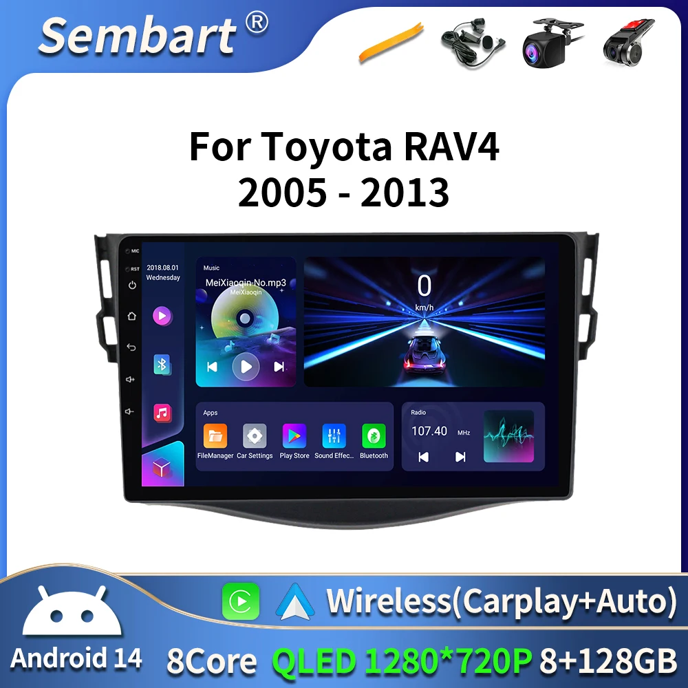 

Android 14 Carplay Car Radio Multimedia For Toyota RAV4 Rav 4 2005 - 2013 navigation video DVD Autoradio Stereo 2din 4G+BT GPS