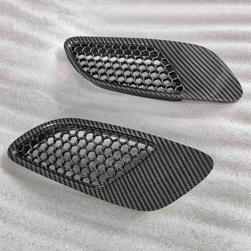 4PCS Engine Hood Vent Louvers Air Scoop Bonnet Vent Cover For-BMW E90 E91 E92 E93 M3, Carbon Fiber Pattern