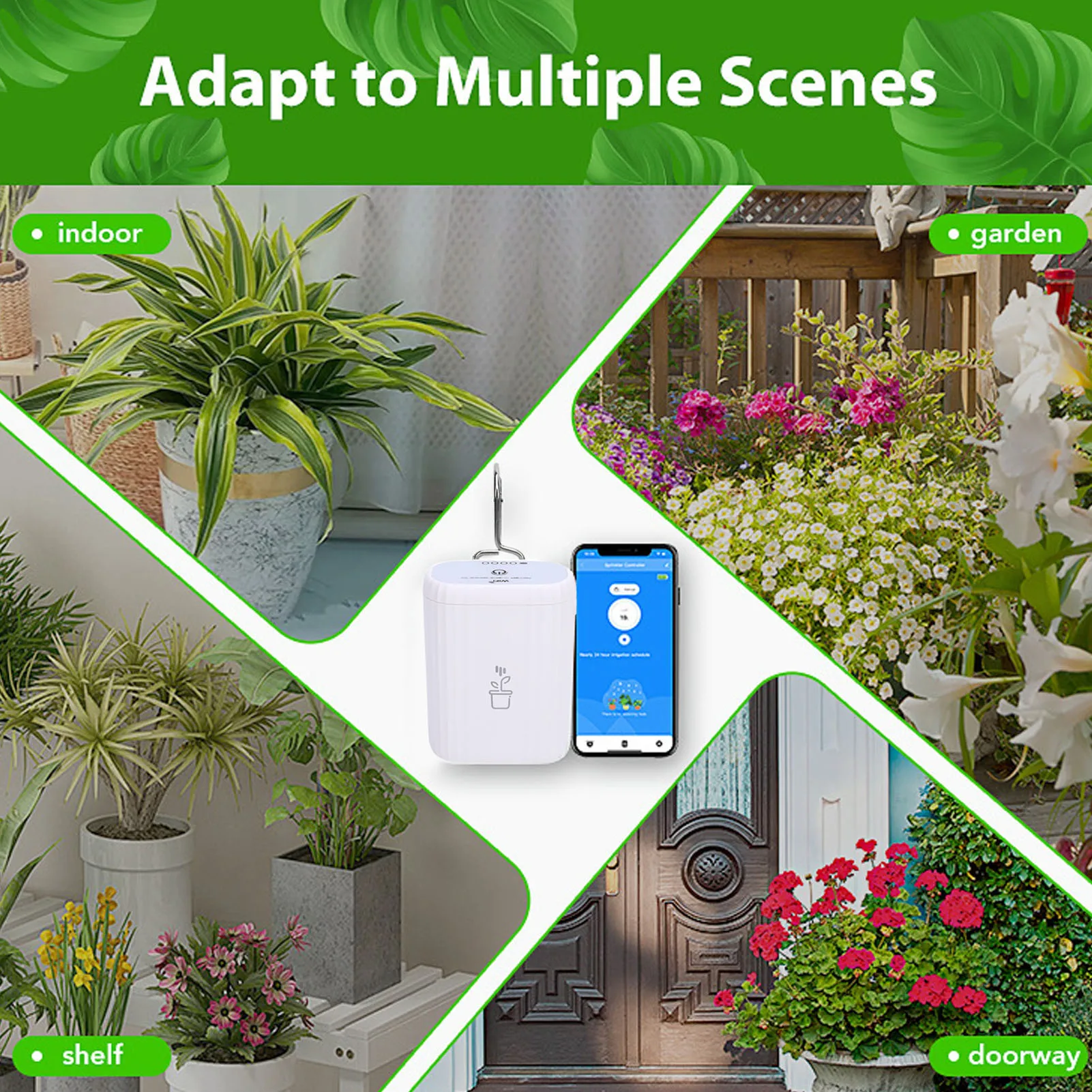 Plantendruppelirrigatiesysteem APP Afstandsbediening Automatische handmatige modus WiFi Automatische waterer voor 4-potplanten voor binnenbalkon