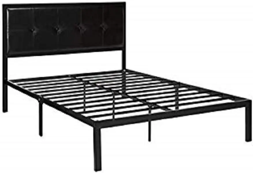 

Zinus Cherie Faux Leather Classic Platform Bed Frame with Steel Support Slats, Black, Full