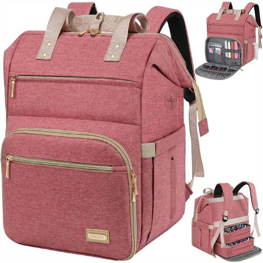 

Nail Polish Organizer Case Backpack Holds 70 Bottles & Nail Lamp, 2 Layers Detachable Storage, Large Travel Bag for Manicure