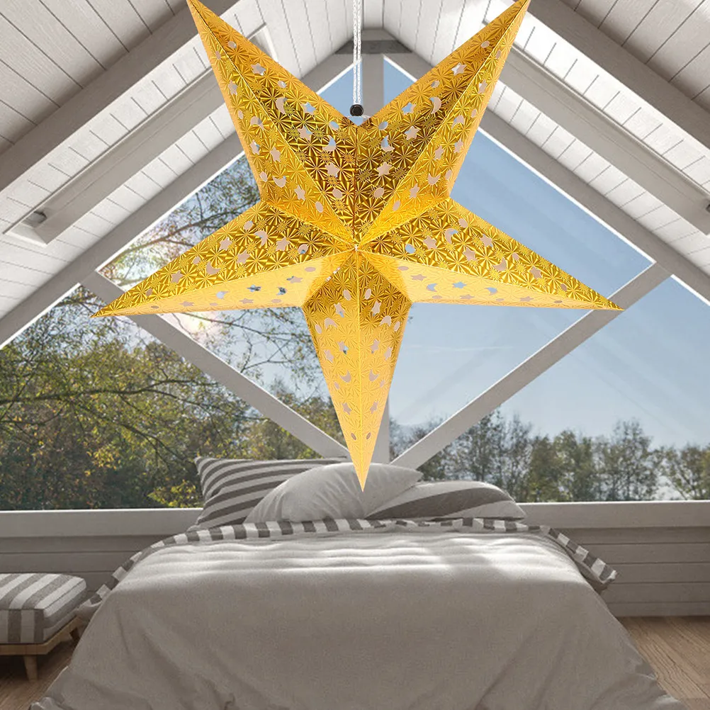 

Набор из 6 подвесных украшений в виде пятиконечных звезд, бумажные подвески для потолка, декор для праздничной вечеринки, рождественский декор, декоративные звезды
