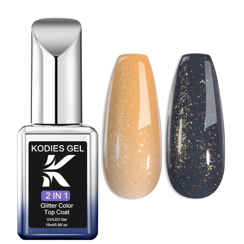 KODIES GEL Sprankelende Gel Nagellak Glitter Top Coat Geen Veeg 15ML Semi Permanente Vernis Vernis Basis Gel Topcoat hoogglans Art
