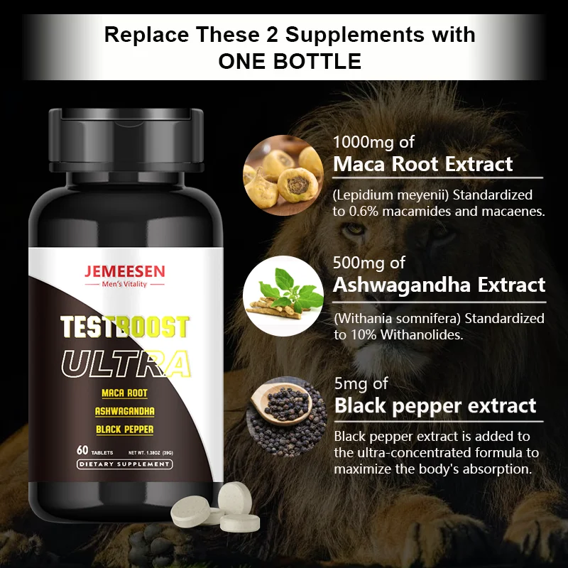 Powerful Black Maca Booster for Men and Women,Maca Pill Supplements for Health, Energy, Endurance, Muscle Mass,Maca Root Capsule