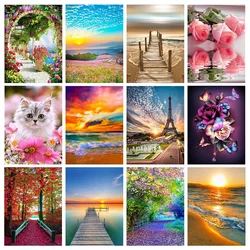 New DIY 5D Diamond Painting Landscape Full Round Resin Mosaic Sea View Diamond Embroidery Picture Rhinestone Home Decor Gift
