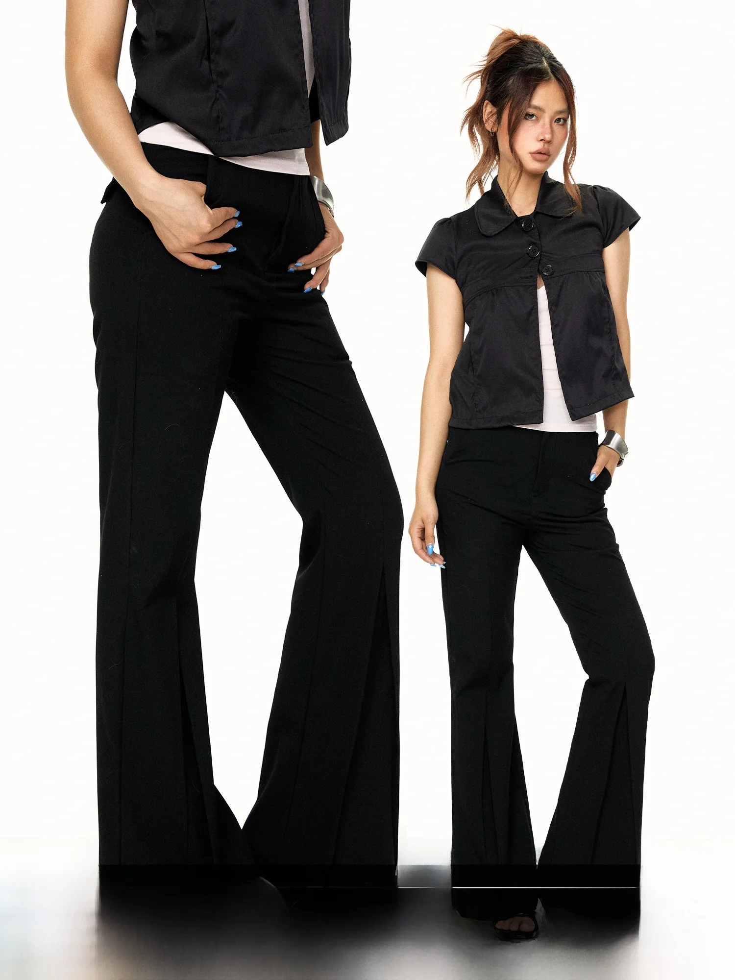 Blackbb American Style Casual Loose Women's Pocket Suit Pants Summer Slimming Drapey Wide Leg Long Trousers High Waist
