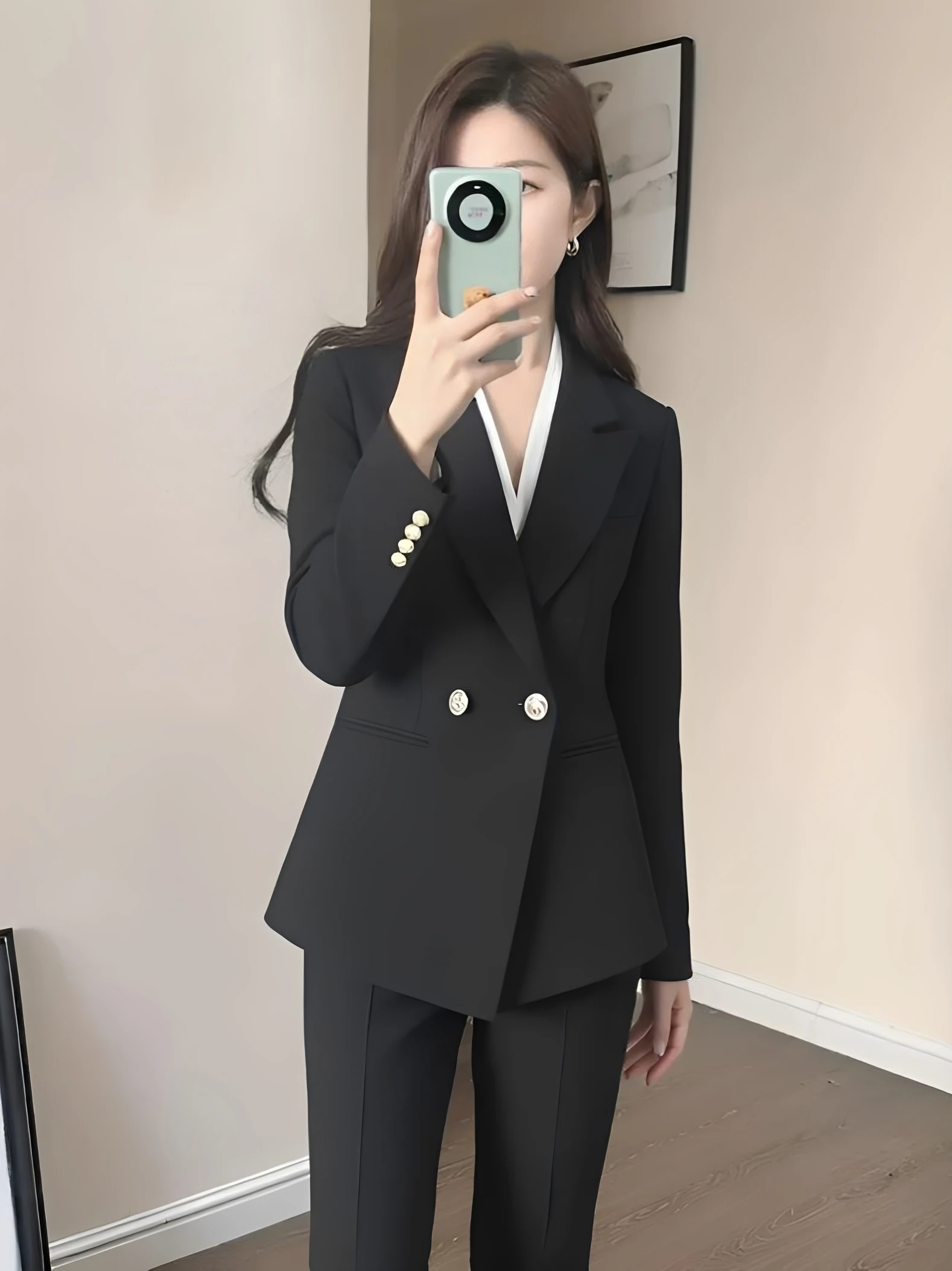 Black Career Women's Suit Set for College Students Postgraduate Examination Defense Interview Professional Elegant Outfit