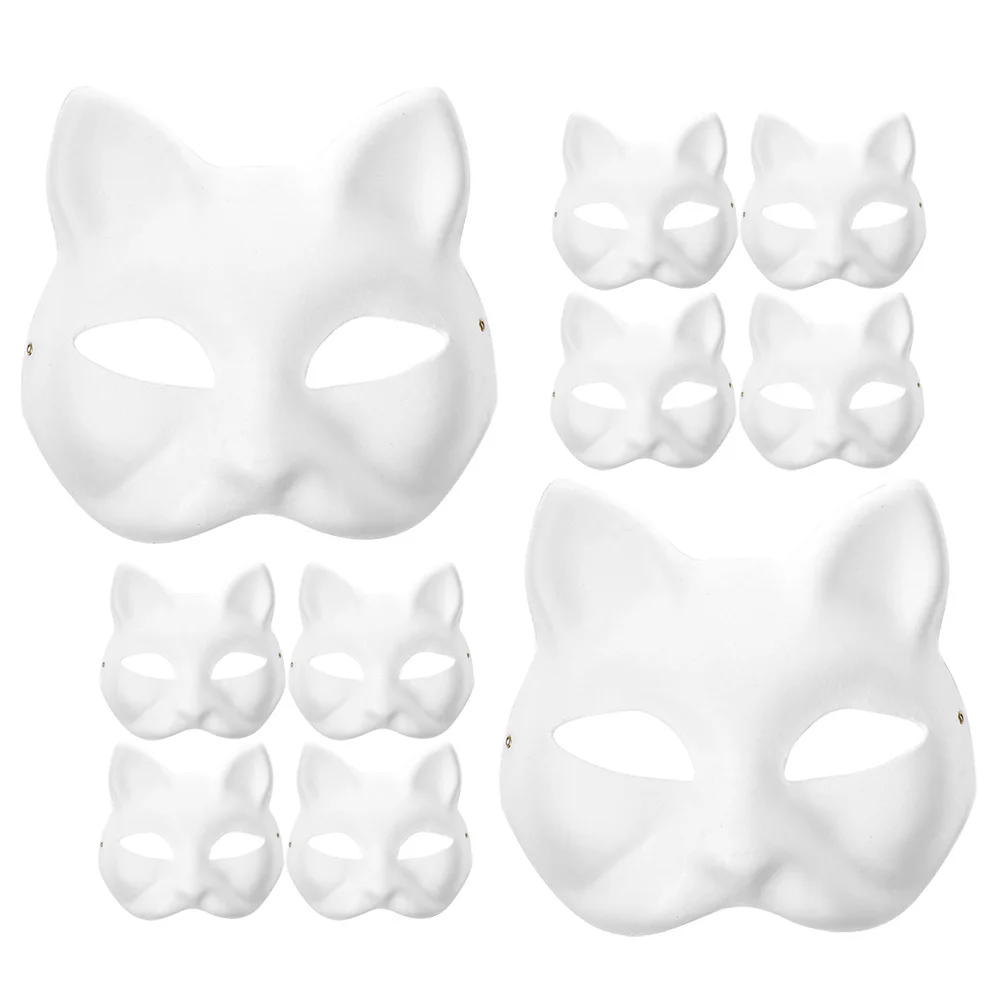 

24Pcs White Cat Mask DIY Kits for Parties Crafts Masquerade Prom Stage Performance Adult Coloring Art Project Accessory