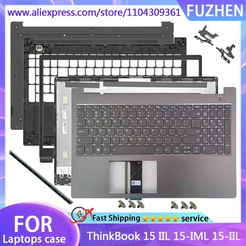 Nouveau pour ThinkBook 15 IIL 15-IML 15-IIL coque d'ordinateur portable LCD couverture supérieure/couvercle arrière/lunette avant/charnières/boîtier inférieur clavier 15.6 pouces