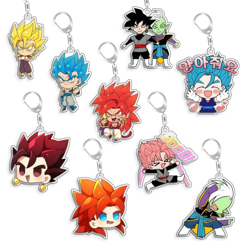 For Dragon Ball Zamasu Goku Black Vegito Gogeta Super Saiyan Blue Acrylic Selfmade Cartoon Anime Keychain Pendant Toy Gift 5cm