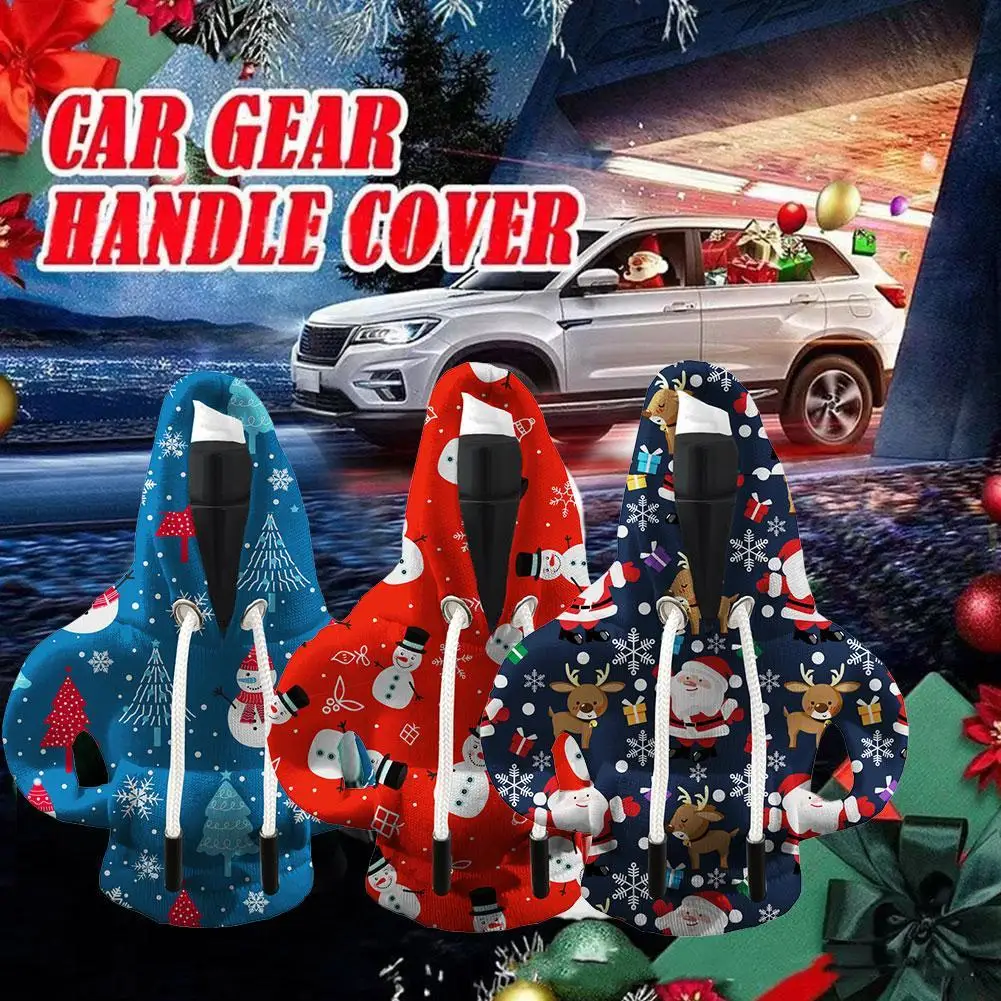 

НОВАЯ универсальная толстовка с капюшоном для автомобиля, чехол для рычага переключения передач, рождественский стиль, толстовка с рычагом переключения передач, чехол для ручки переключения передач автомобиля