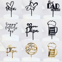 2023 New Father's Day Birthday Cake Topper Black Beer Super Dad Acrylic Cake Toppers Gift Father's Day Party Dessert Decoration