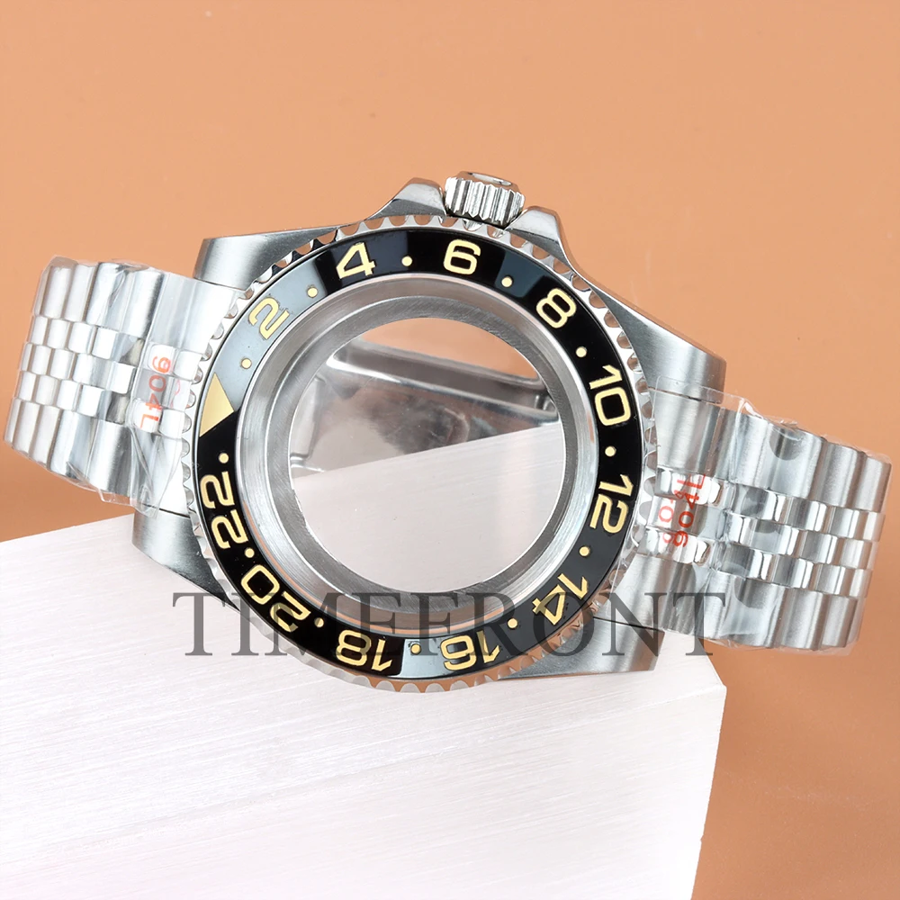 Fit Modified Seiko NH35 40MM Watch Case Classic 24 Hours Ceramic Bezel For GMT NH34 NH35 NH36 NH38 Movement 28.5mm Dial Jubilee image 3