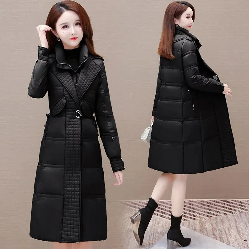 2023 Winter New Down Jackets Women High Quality Over-Knee Slim Thicken Warm Coat Female Solid Ladies Overcoat Tops A1299