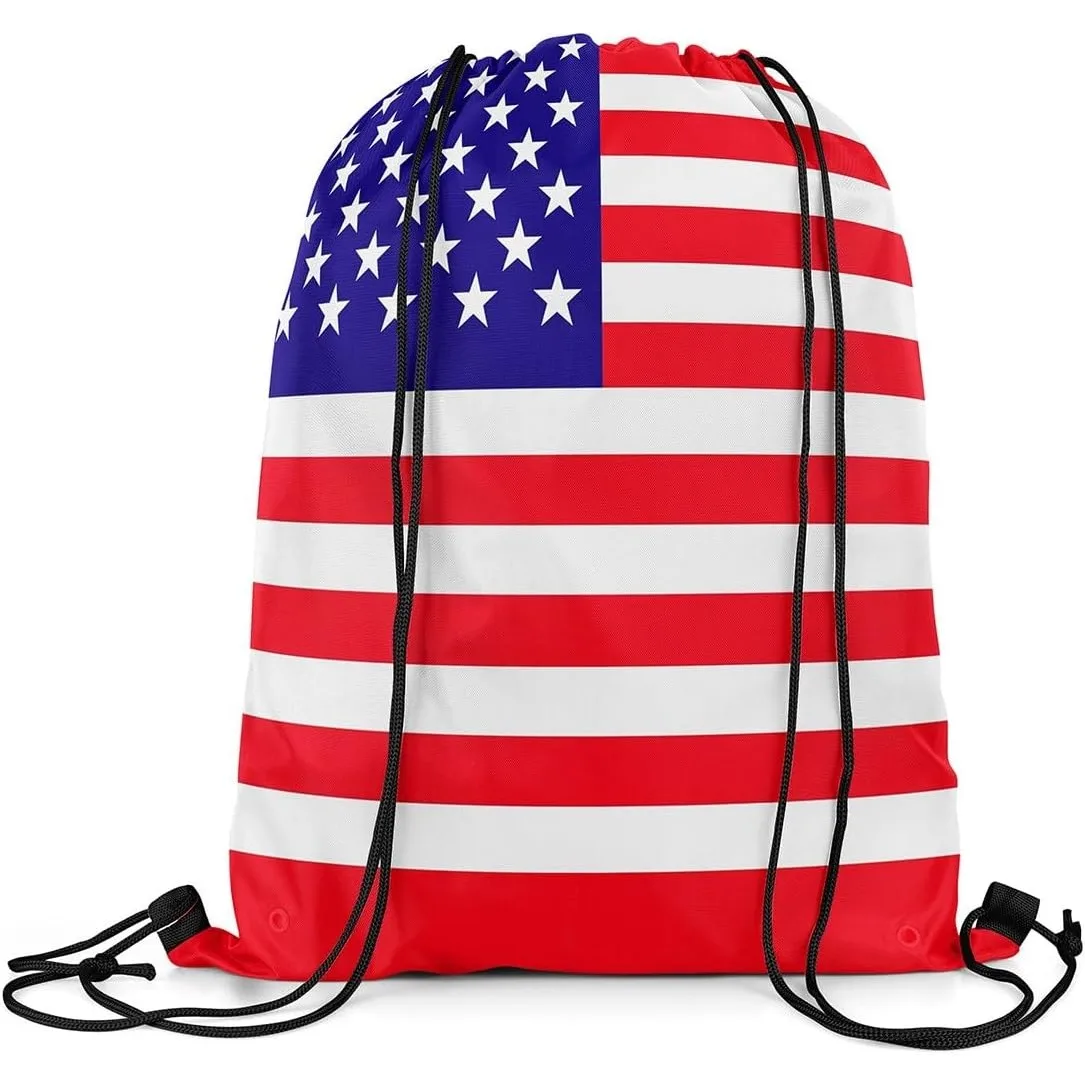 American Flag Drawstring Backpack Drawstring Bags Printed Sports