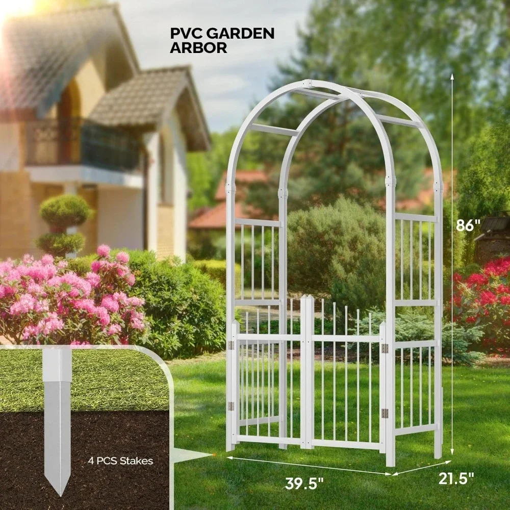 

Садовая арка с воротами, ПВХ-арка для свадебных церемоний и вечеринок, решетка для вьющихся растений на открытом воздухе для заднего двора