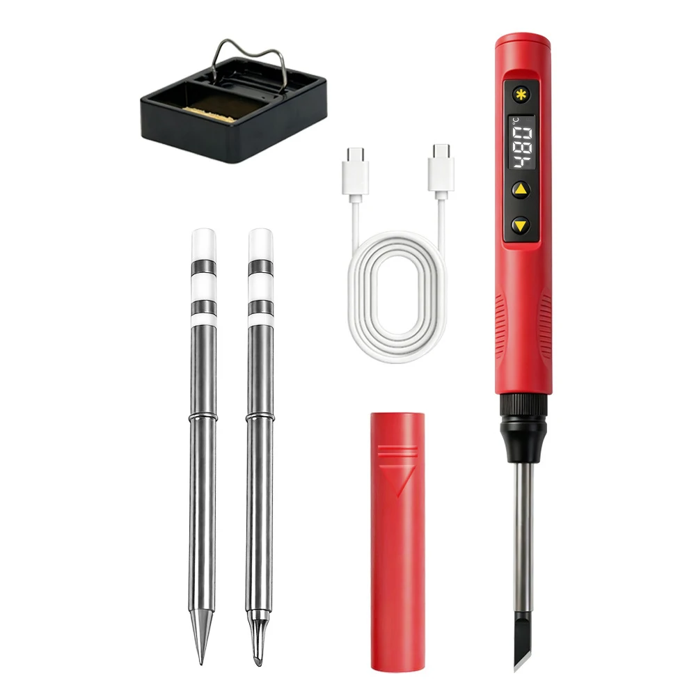 Portable USB Soldering Iron 65W Fast Heat Up in 8s Adjustable Temp 60-480C Digital Display for DIY Electronics Repair