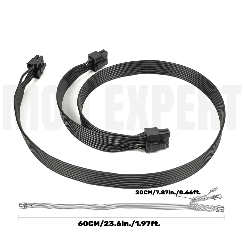 

PCIe Dual 8Pin 6+2Pin Flat 18AWG GPU Power Cable for Corsair RM1000, RM850, RM750, RM650, RM550, RM450 GOLD Type 3 Modular Power