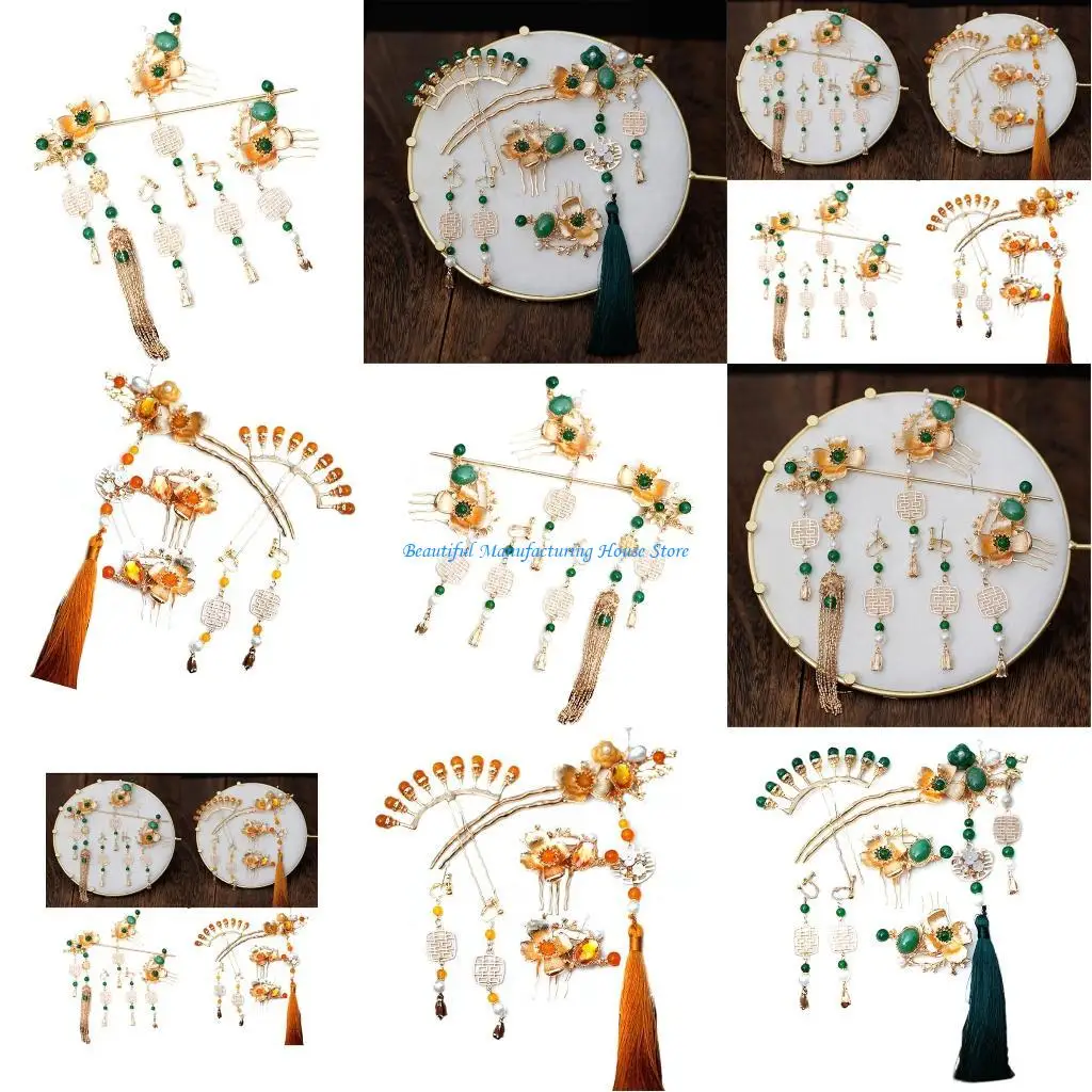 

E56A Decorative Alloy Hair Set With Round Beaded Embellishments Hairpieces