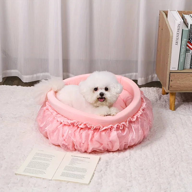 

lace Lovely comfortable mattress pet sofa washable princess bed non-slip and warm soft plush for autumn winter Pet supplies