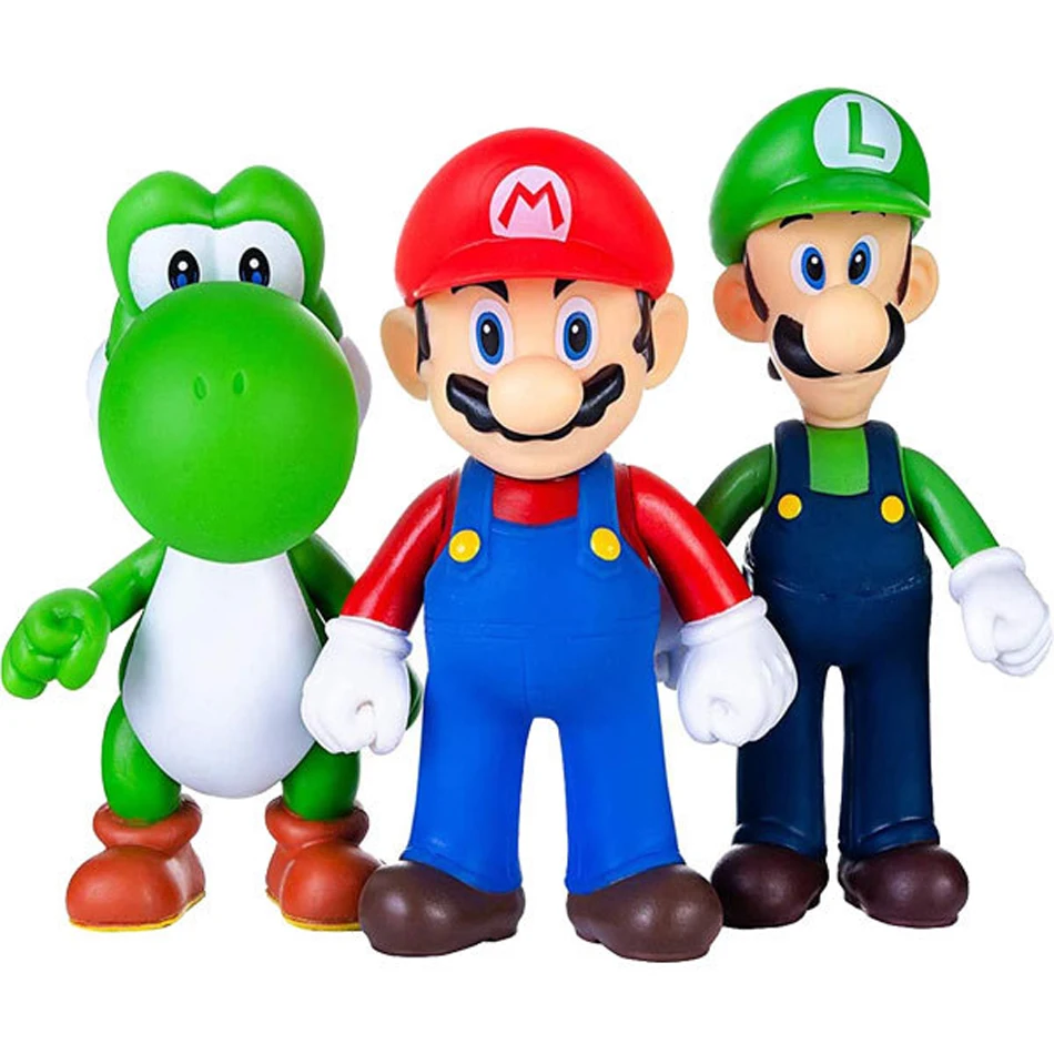 Gioco Super Mario Bros Cartoon Dolls modello Anime figure Luigi Yoshi Mario creativo modello da collezione giocattoli per bambini regalo di